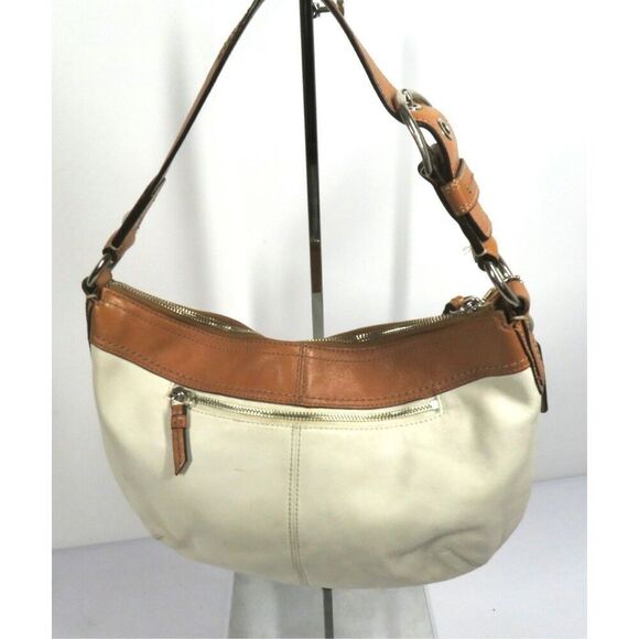 Coach Ivory White & Brown Leather Hobo Bag A1073-F13730 - Picture 2 of 12